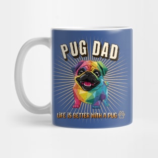 Pug Dog Dad Cute Kawaii Geometric Rainbow Colors Mug